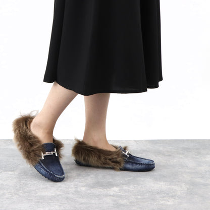 TOD’S フラットシューズ ドライビングシューズ ダブルT ファー