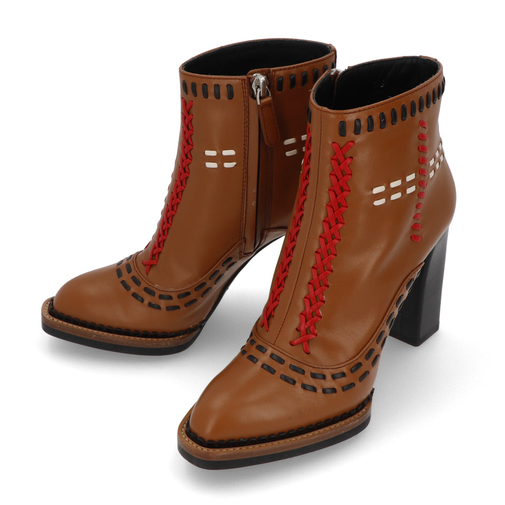 TOD’S ショートブーツ ブラウン ハイヒール ブロックヒール