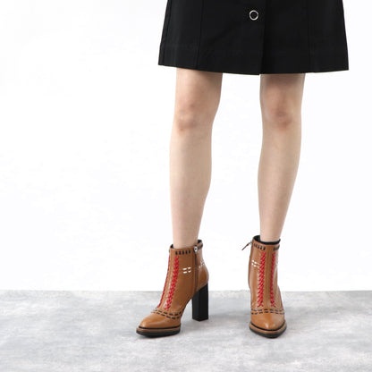 TOD’S ショートブーツ ブラウン ハイヒール ブロックヒール