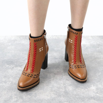 TOD’S ショートブーツ ブラウン ハイヒール ブロックヒール