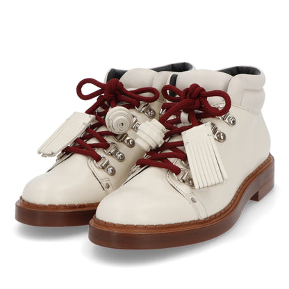 トッズ シューズ ブーツ ショートブーツ レディース CUOIO 7A POLACCO GANCI NAPPINE F5S アイボリー レザー レースアップ フリンジ 厚底 XXW07A0S040F5S B018