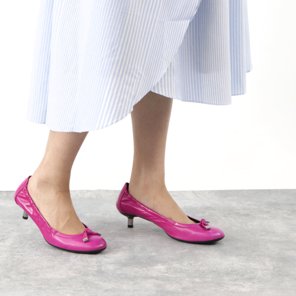 TOD’S トッズ パンプス パープル ローヒール レザー リボン