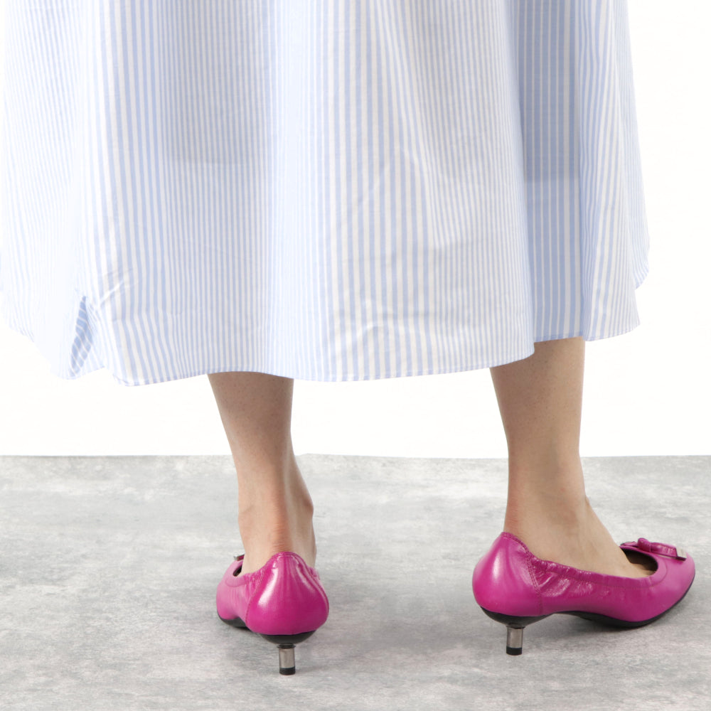 TOD’S トッズ パンプス パープル ローヒール レザー リボン