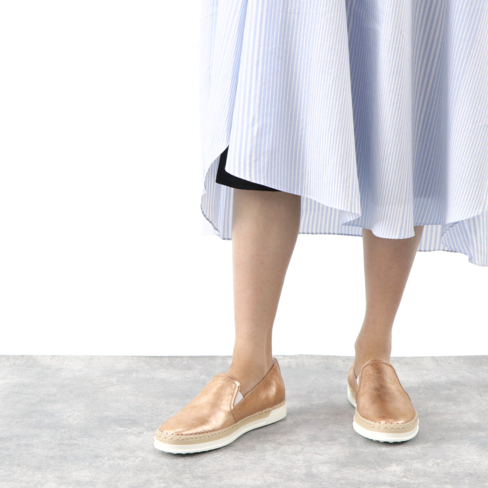 TOD’S スリッポン エスパドリーユ ピンクゴールド メタリック