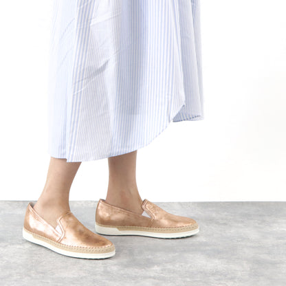 TOD’S スリッポン エスパドリーユ ピンクゴールド メタリック