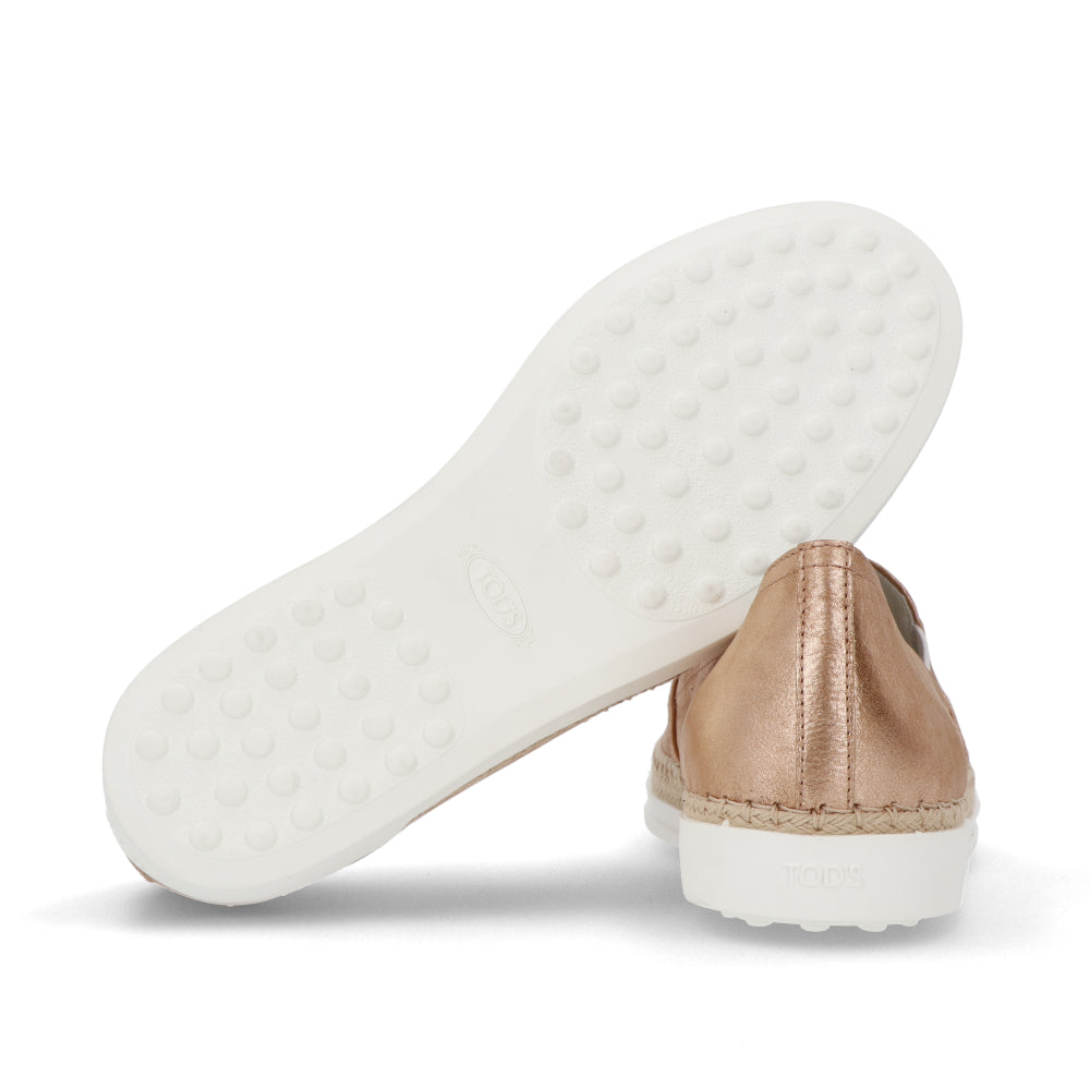 TOD’S スリッポン エスパドリーユ ピンクゴールド メタリック