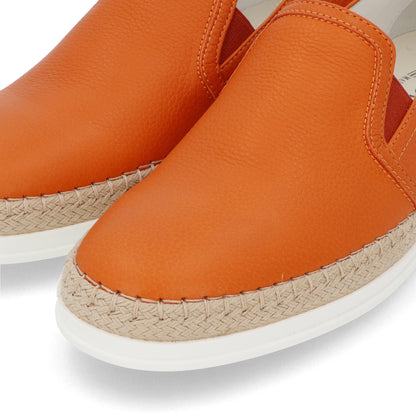 トッズ スリッポン スニーカー エスパドリーユ GOMMA RAFIA TV PANTOFOLA PELLE 5JI ARANCIO レディース オレンジ レザー フラットシューズ XXW0TV0J97Z5J1G803