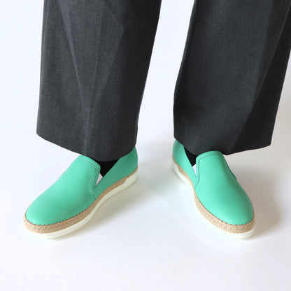 トッズ レディース エスパドリーユ GOMMA RAFIA TV PANTOFOLA PELLE 5JI MENTA エメラルドグリーン レザー フラットシューズ XXW0TV0J97Z5J1V414