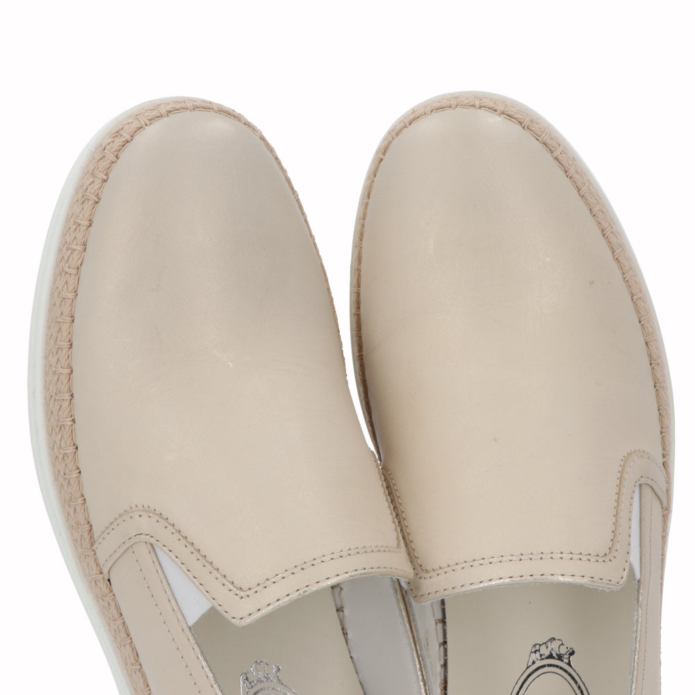 トッズ TOD’S スリッポン ベージュ レザー ユニセックス