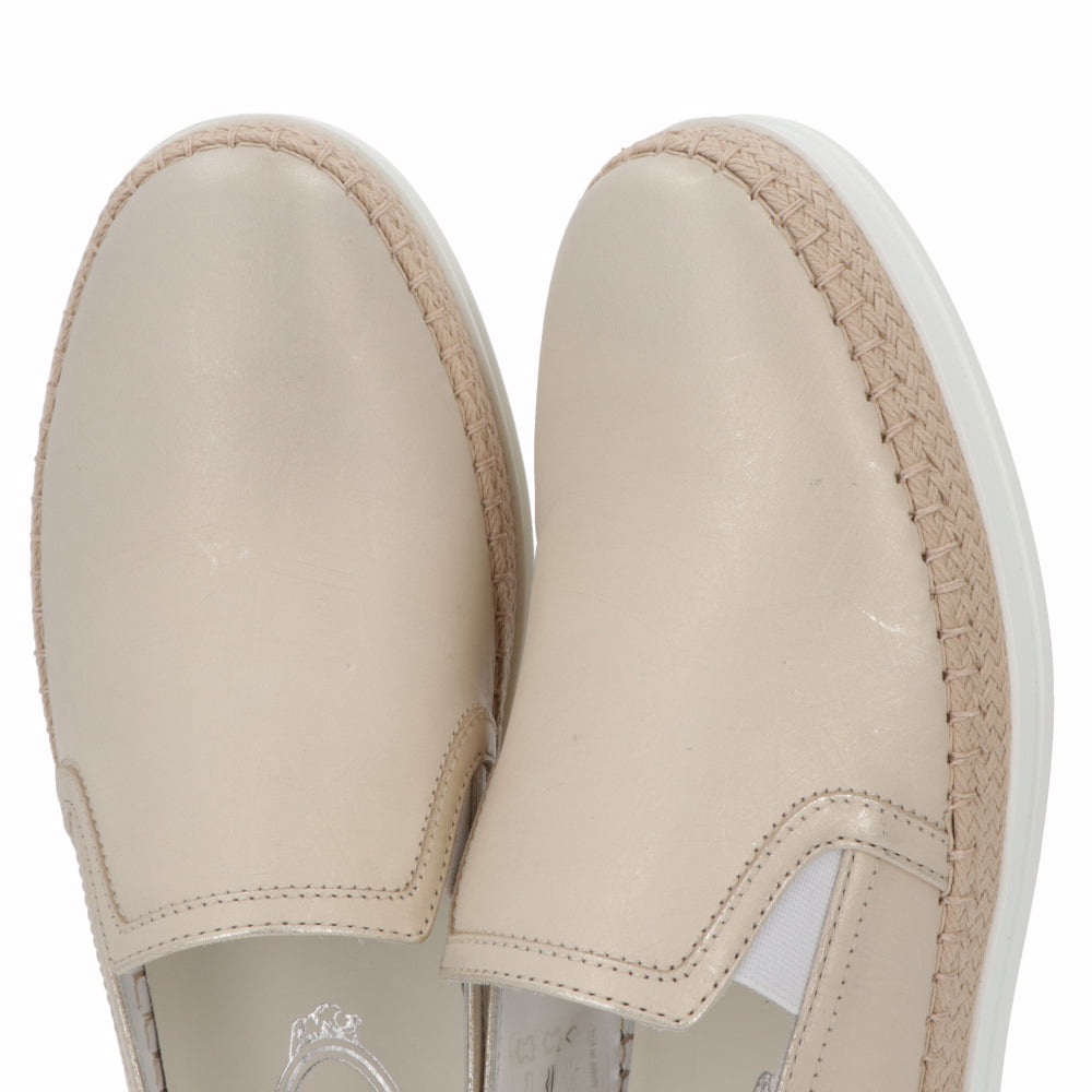 トッズ TOD’S スリッポン ベージュ レザー ユニセックス
