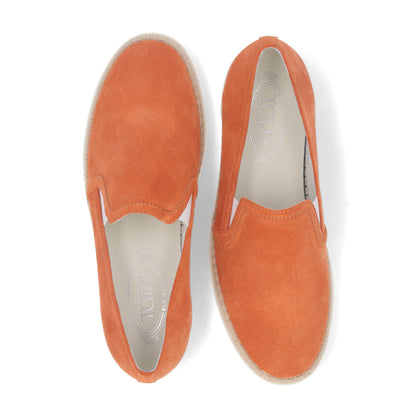 トッズ スリッポン スニーカー レディース エスパドリーユ GOMMA RAFIA TV PANTOFOLA PELLE HG0 オレンジ スエード フラット XXW0TV0J97ZHG0 G621