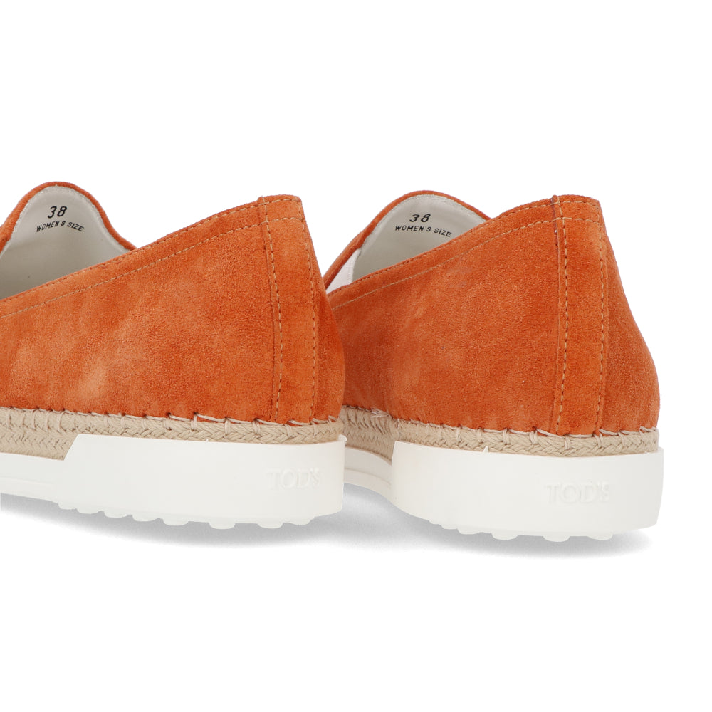 トッズ スリッポン スニーカー レディース エスパドリーユ GOMMA RAFIA TV PANTOFOLA PELLE HG0 オレンジ スエード フラット XXW0TV0J97ZHG0 G621