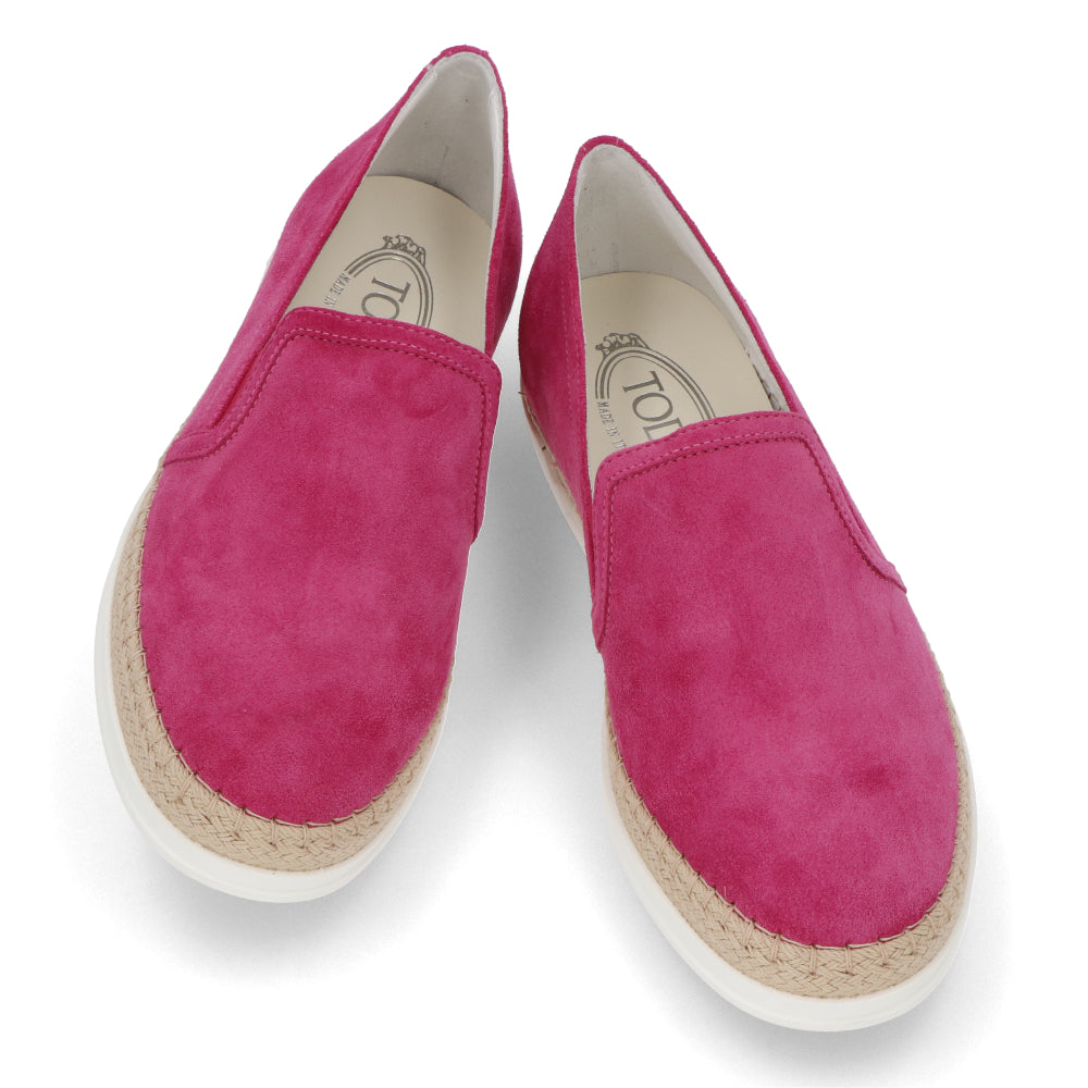 トッズ スリッポン スニーカー レディース エスパドリーユ GOMMA RAFIA TV PANTOFOLA PELLE HG0 FUXIA MEDIO ピンク スエード フラット XXW0TV0J97ZHG0 M803