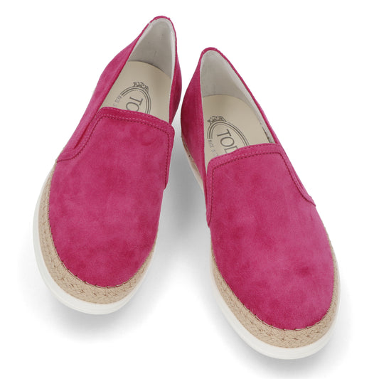 トッズ スリッポン スニーカー レディース エスパドリーユ GOMMA RAFIA TV PANTOFOLA PELLE HG0 FUXIA MEDIO ピンク スエード フラット XXW0TV0J97ZHG0 M803