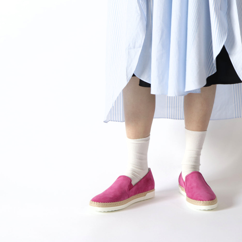 トッズ スリッポン スニーカー レディース エスパドリーユ GOMMA RAFIA TV PANTOFOLA PELLE HG0 FUXIA MEDIO ピンク スエード フラット XXW0TV0J97ZHG0 M803