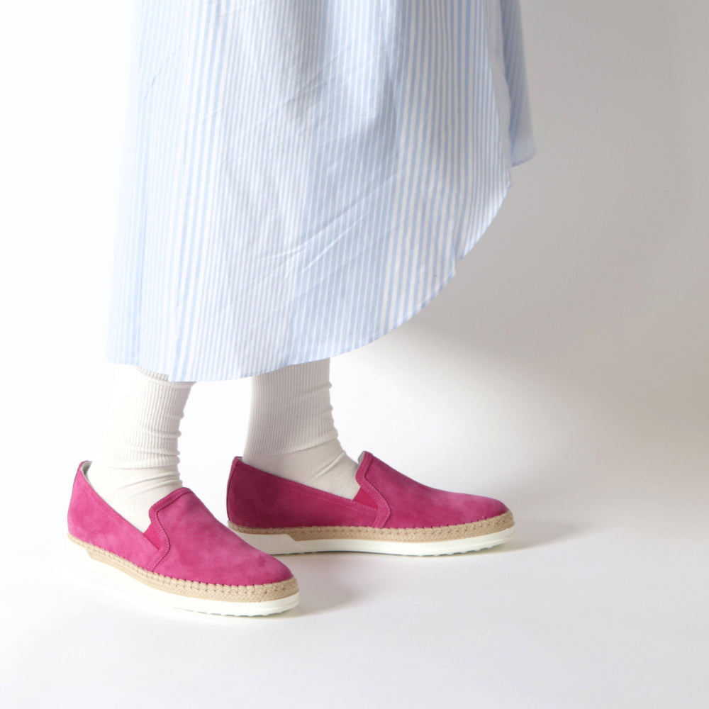 トッズ スリッポン スニーカー レディース エスパドリーユ GOMMA RAFIA TV PANTOFOLA PELLE HG0 FUXIA MEDIO ピンク スエード フラット XXW0TV0J97ZHG0 M803