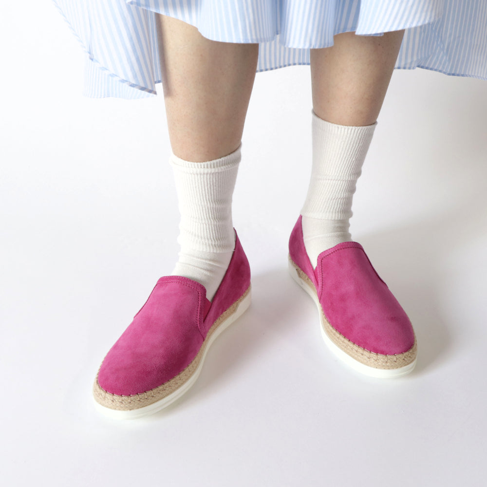 トッズ スリッポン スニーカー レディース エスパドリーユ GOMMA RAFIA TV PANTOFOLA PELLE HG0 FUXIA MEDIO ピンク スエード フラット XXW0TV0J97ZHG0 M803