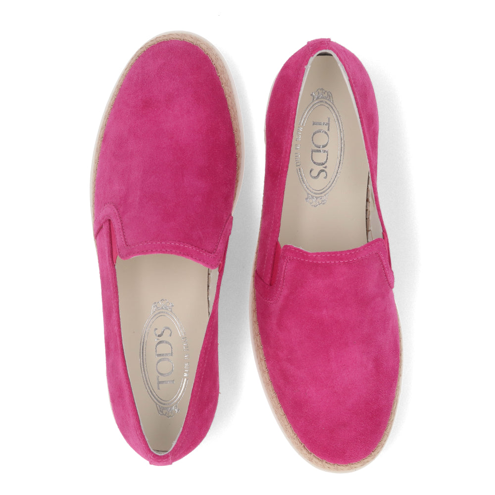 トッズ スリッポン スニーカー レディース エスパドリーユ GOMMA RAFIA TV PANTOFOLA PELLE HG0 FUXIA MEDIO ピンク スエード フラット XXW0TV0J97ZHG0 M803