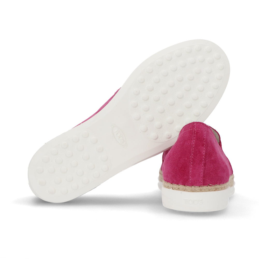 トッズ スリッポン スニーカー レディース エスパドリーユ GOMMA RAFIA TV PANTOFOLA PELLE HG0 FUXIA MEDIO ピンク スエード フラット XXW0TV0J97ZHG0 M803