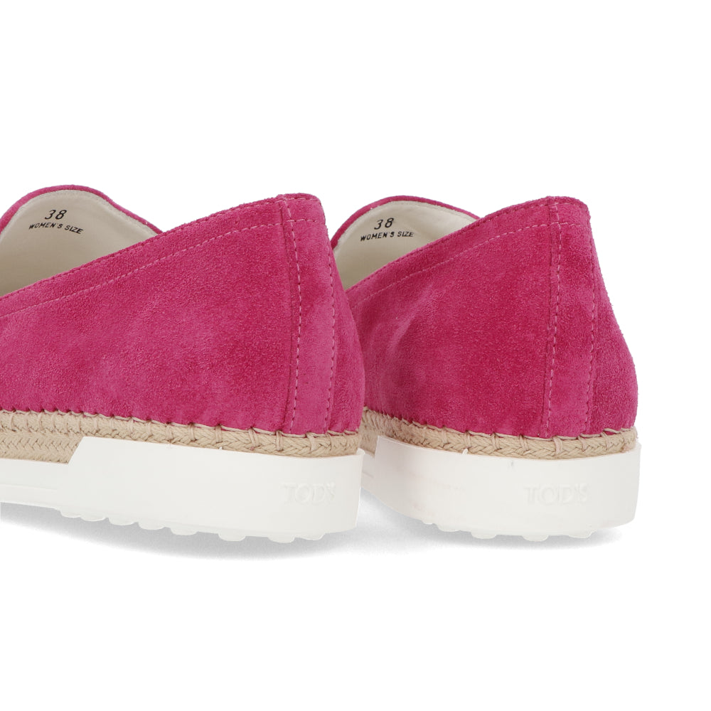 トッズ スリッポン スニーカー レディース エスパドリーユ GOMMA RAFIA TV PANTOFOLA PELLE HG0 FUXIA MEDIO ピンク スエード フラット XXW0TV0J97ZHG0 M803