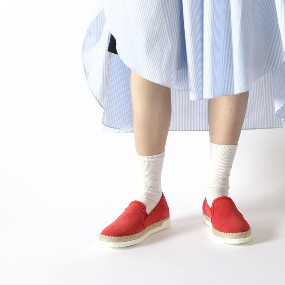 TOD’S スリッポン エスパドリーユ レッド スエード
