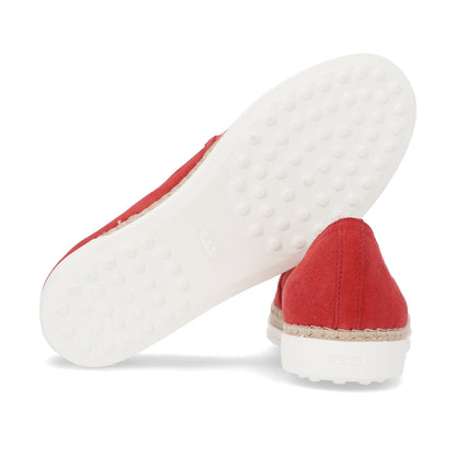 TOD’S スリッポン エスパドリーユ レッド スエード