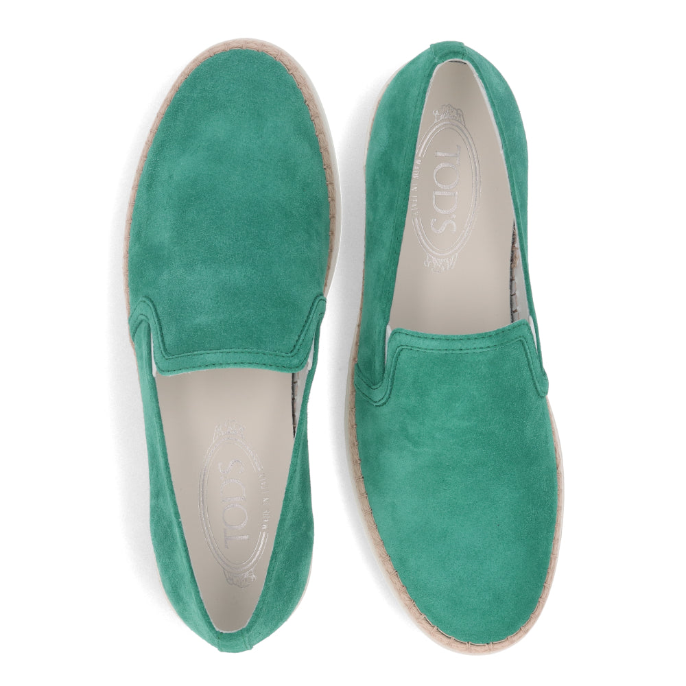 TOD’S スリッポン エスパドリーユ グリーン スエード