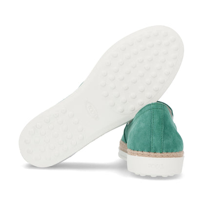 トッズ スリッポン スニーカー レディース エスパドリーユ GOMMA RAFIA TV PANTOFOLA PELLE HG0 GRANITA グリーン スエード フラット XXW0TV0J97ZHG0 V016