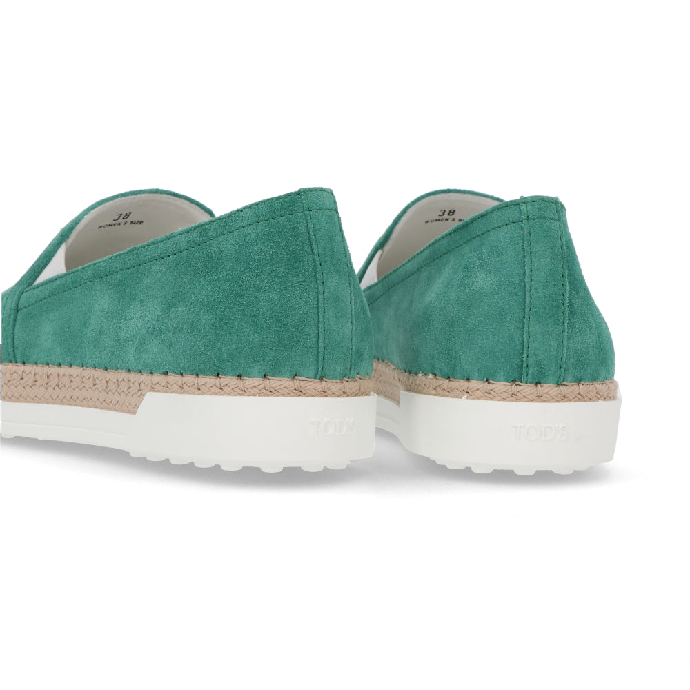 TOD’S スリッポン エスパドリーユ グリーン スエード