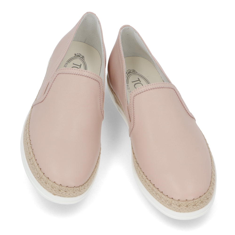 トッズ スリッポン スニーカー レディース エスパドリーユ GOMMA RAFIA TV PANTOFOLA PELLE JUS BALLERINA ピンク レザー フラット XXW0TV0J97ZJUS M011