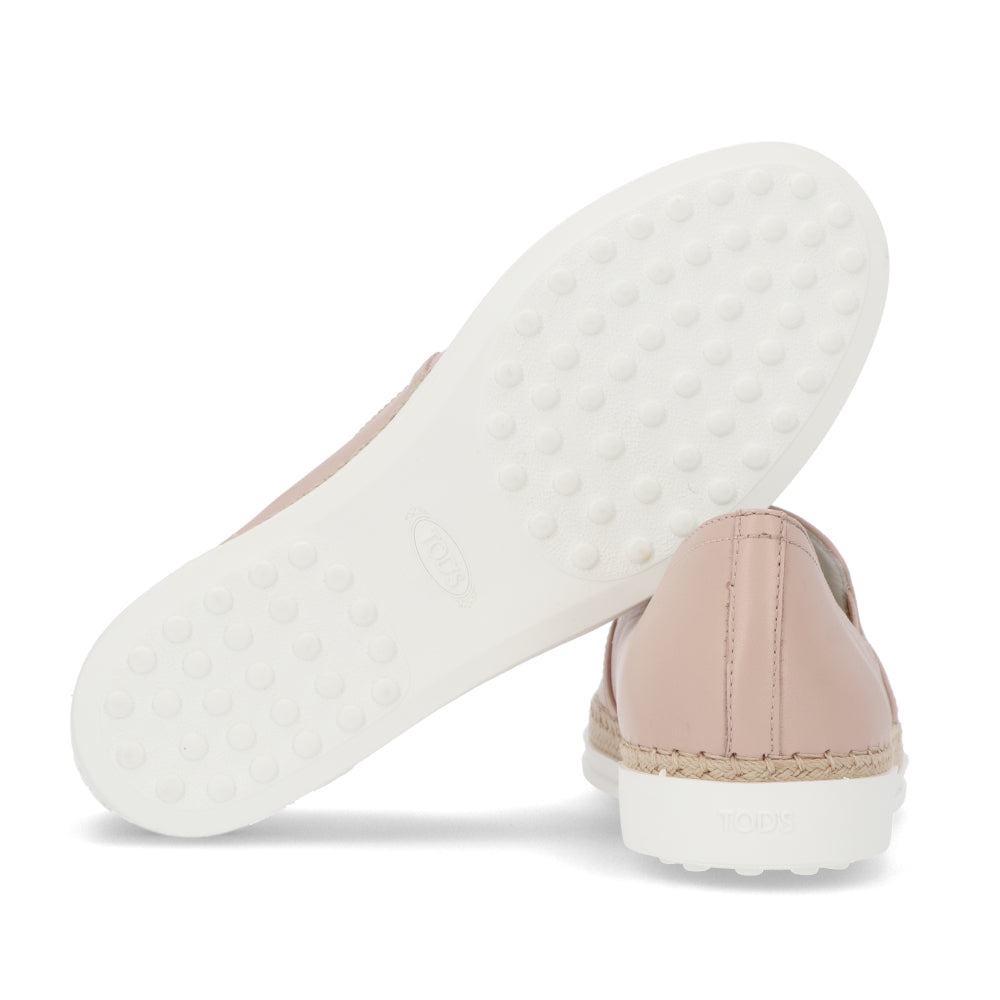 TOD’S スリッポン エスパドリーユ ピンク レザー