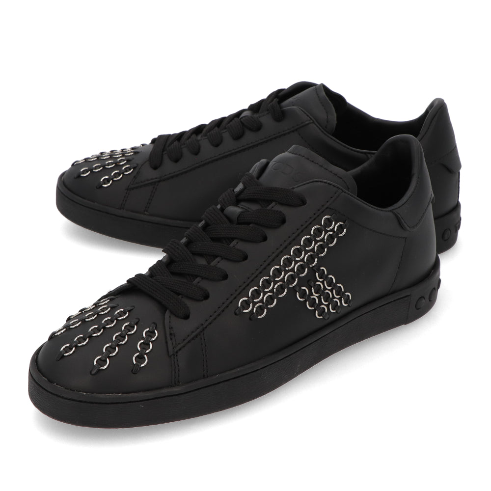 TOD’S スニーカー ブラック レザー ローカット ロゴ パーツ