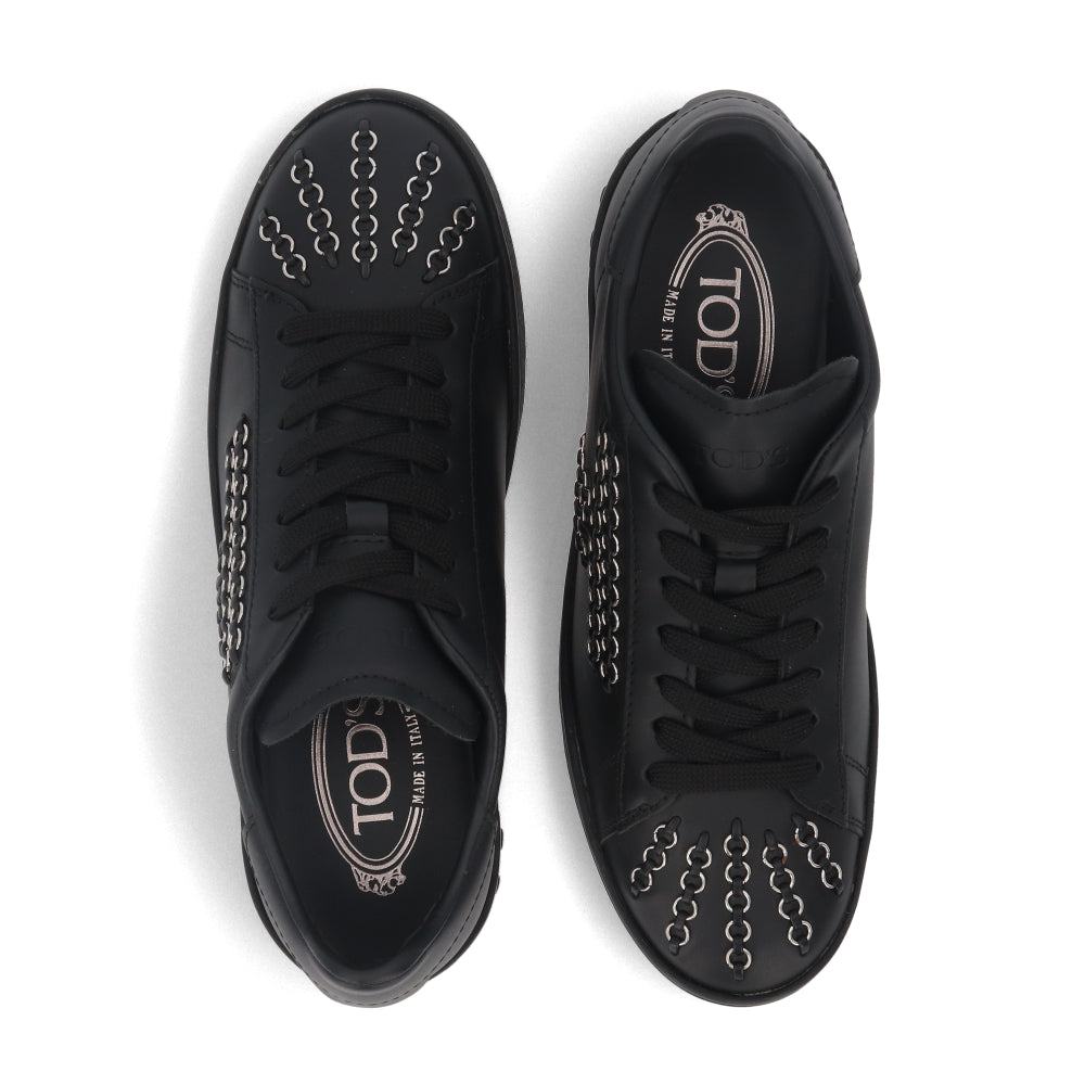 TOD’S スニーカー ブラック レザー ローカット ロゴ パーツ
