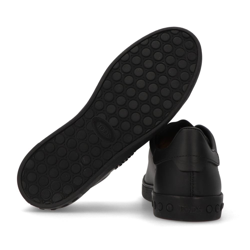 TOD’S スニーカー ブラック レザー ローカット ロゴ パーツ