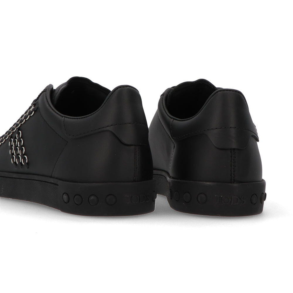 TOD’S スニーカー ブラック レザー ローカット ロゴ パーツ