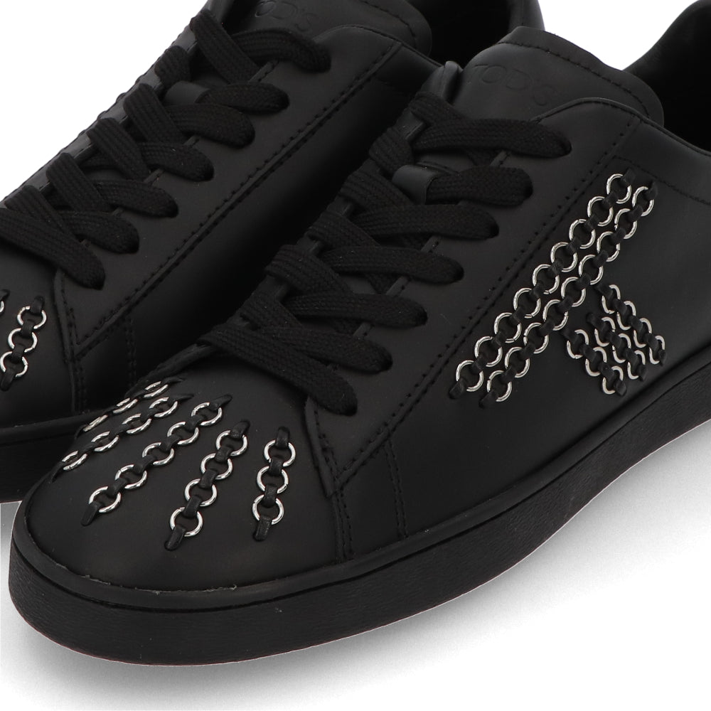 TOD’S スニーカー ブラック レザー ローカット ロゴ パーツ