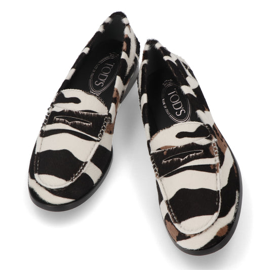 トッズ ローファー XXW16C00011ONZ ホワイト ゼブラ
