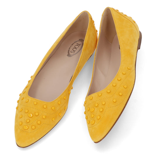 TOD’S フラットシューズ パンプス イエロー スエード