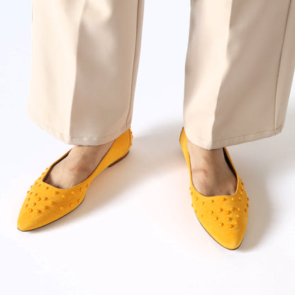 TOD’S フラットシューズ パンプス イエロー スエード