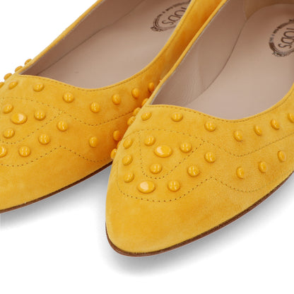 TOD’S フラットシューズ パンプス イエロー スエード