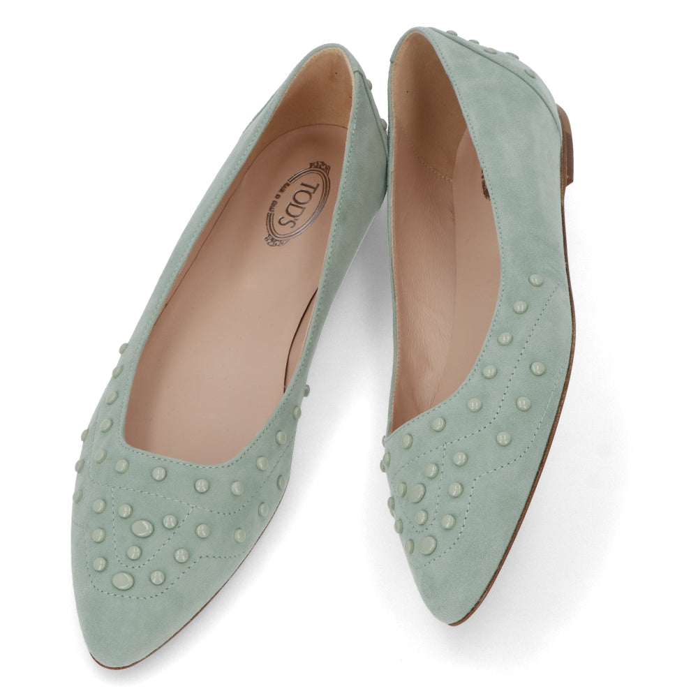 TOD’S フラットシューズ パンプス ライトグリーン スエード