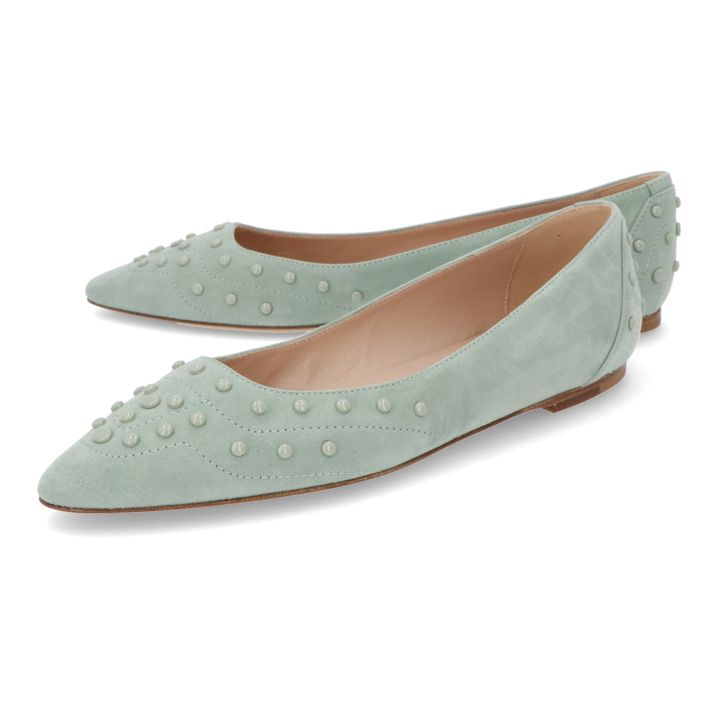 TOD’S フラットシューズ パンプス ライトグリーン スエード