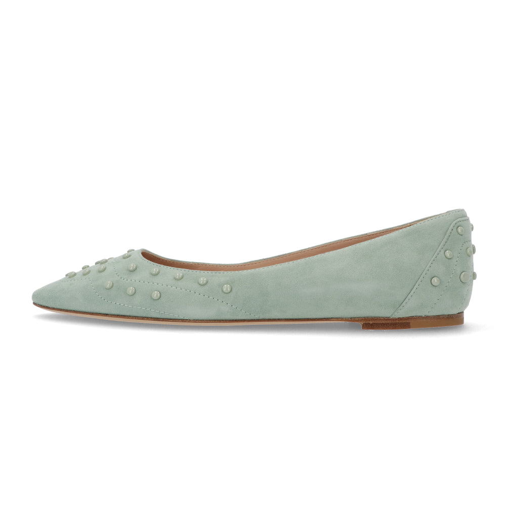 TOD’S フラットシューズ パンプス ライトグリーン スエード