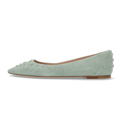 TOD’S フラットシューズ パンプス ライトグリーン スエード