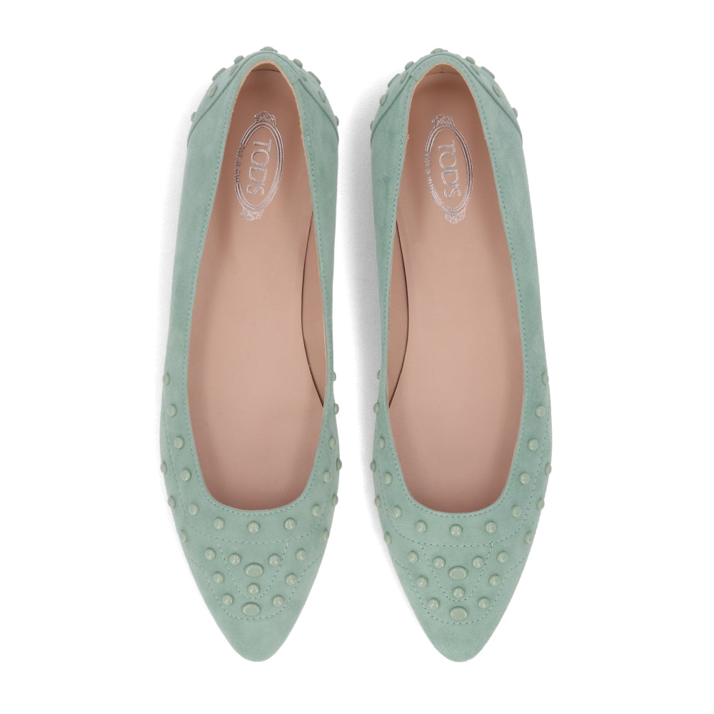 TOD’S フラットシューズ パンプス ライトグリーン スエード