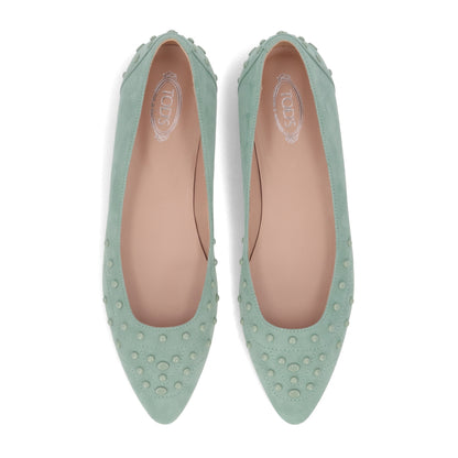 TOD’S フラットシューズ パンプス ライトグリーン スエード