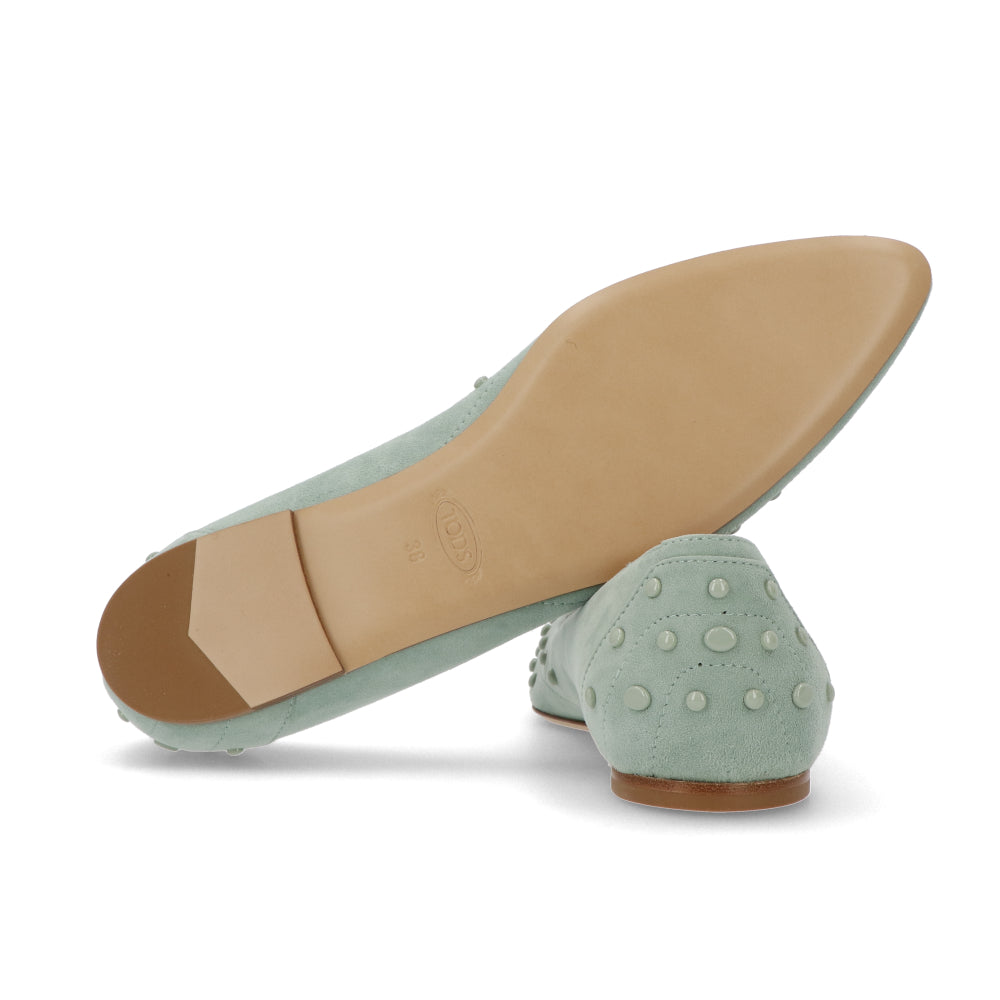 TOD’S フラットシューズ パンプス ライトグリーン スエード