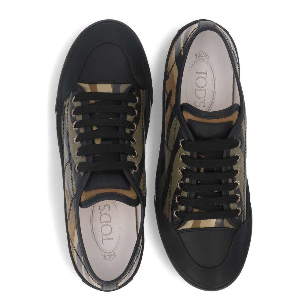 TOD’S トッズ スニーカー グリーン系 レザー ローカット カモフラ柄
