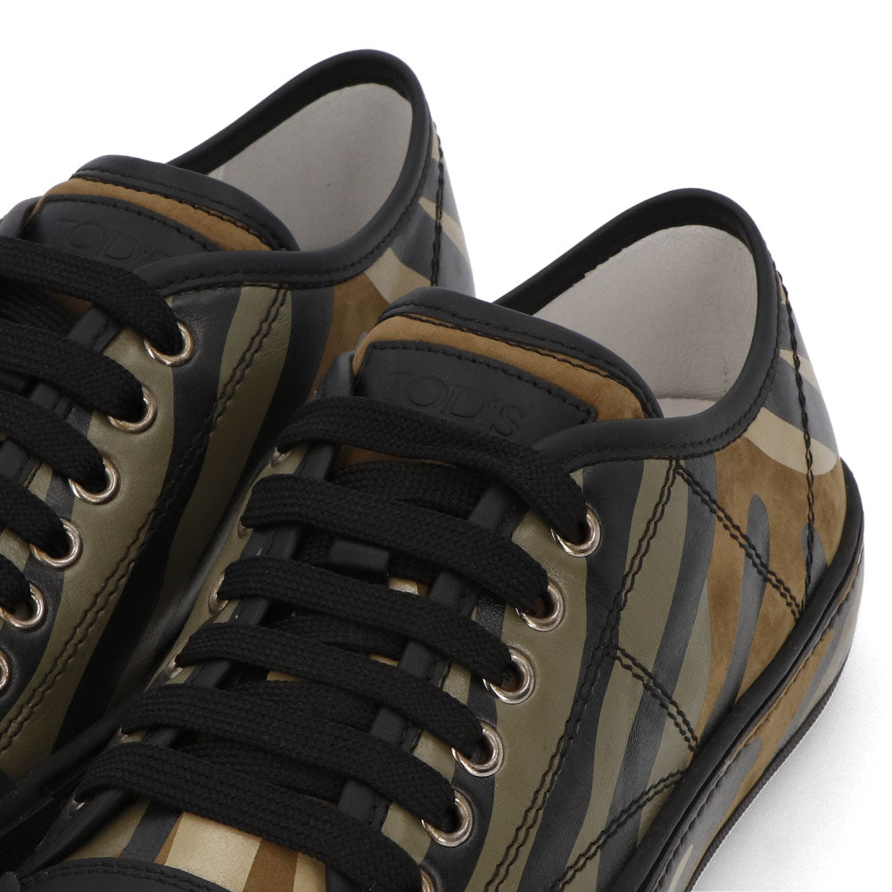 TOD’S トッズ スニーカー グリーン系 レザー ローカット カモフラ柄