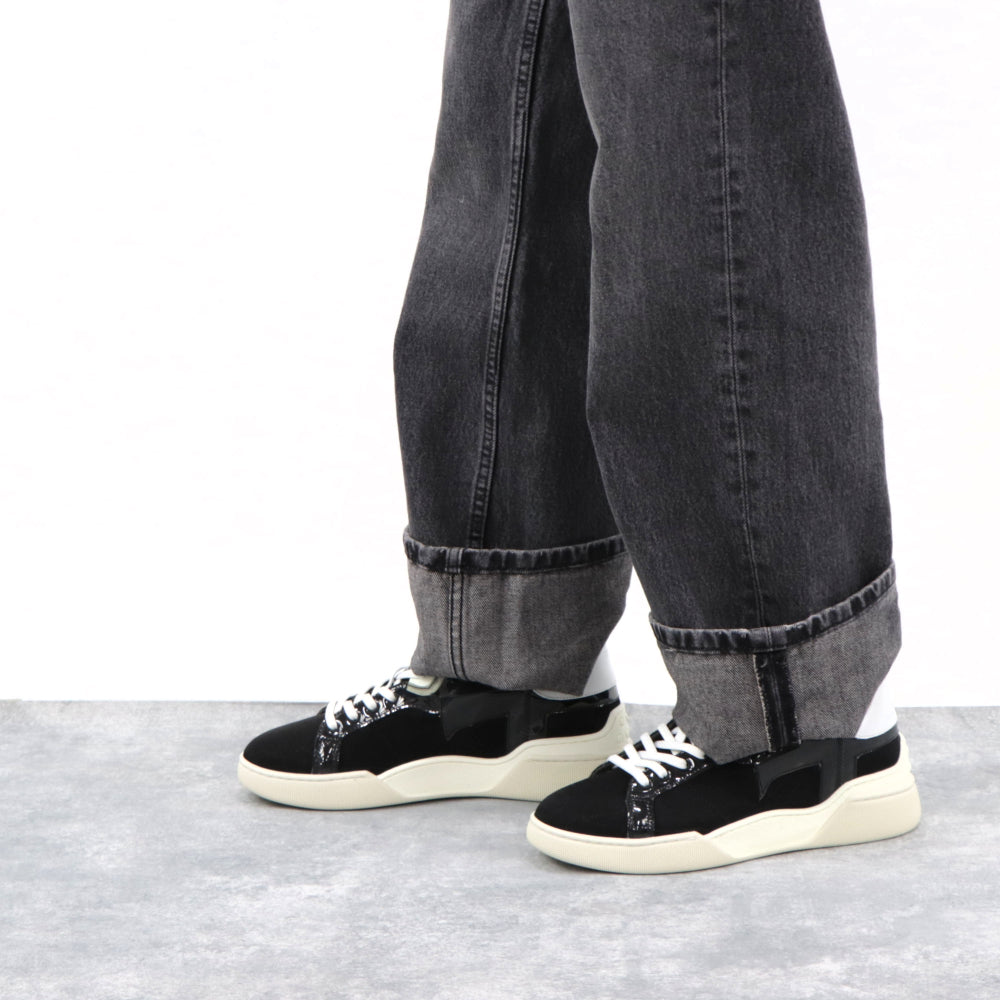 トッズ スニーカー CASSETTA LEGG.31G ALLAC.T MAXI TES NPF ブラック ローカット メッシュ レースアップ